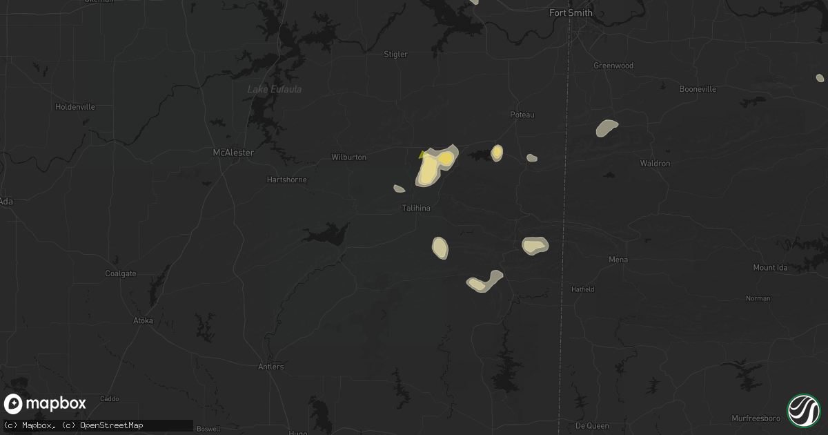 Hail map in Talihina, OK on August 26, 2026