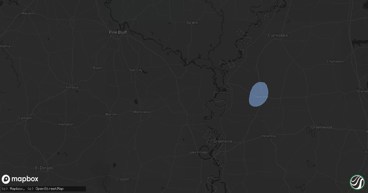 Hail map in Tillar, AR on August 26, 2026