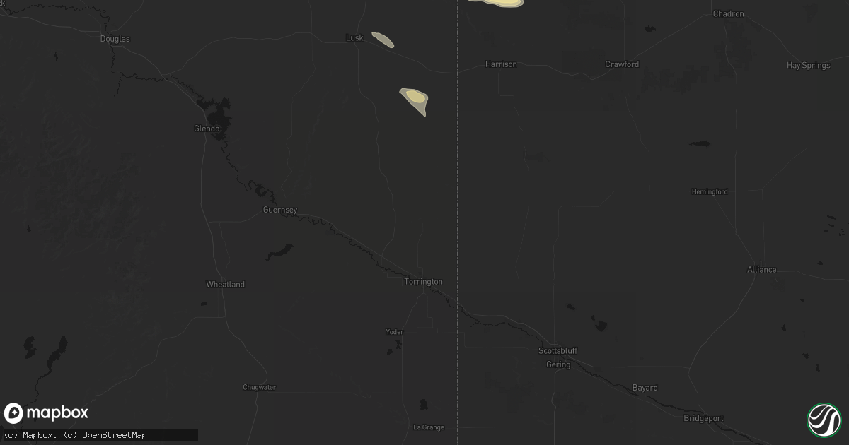 Hail map in Torrington, WY on August 26, 2026
