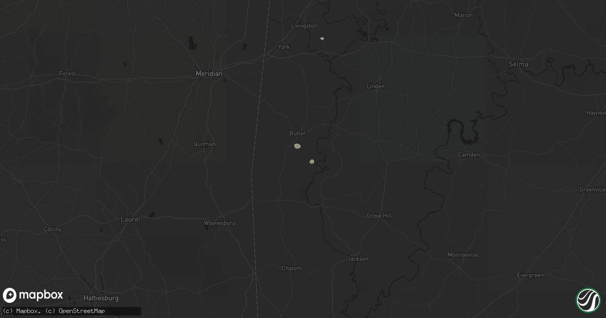 Hail map in Toxey, AL on August 26, 2026
