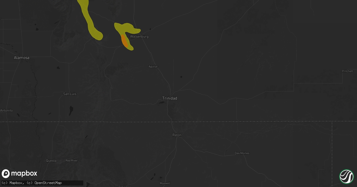 Hail map in Trinidad, CO on August 26, 2026