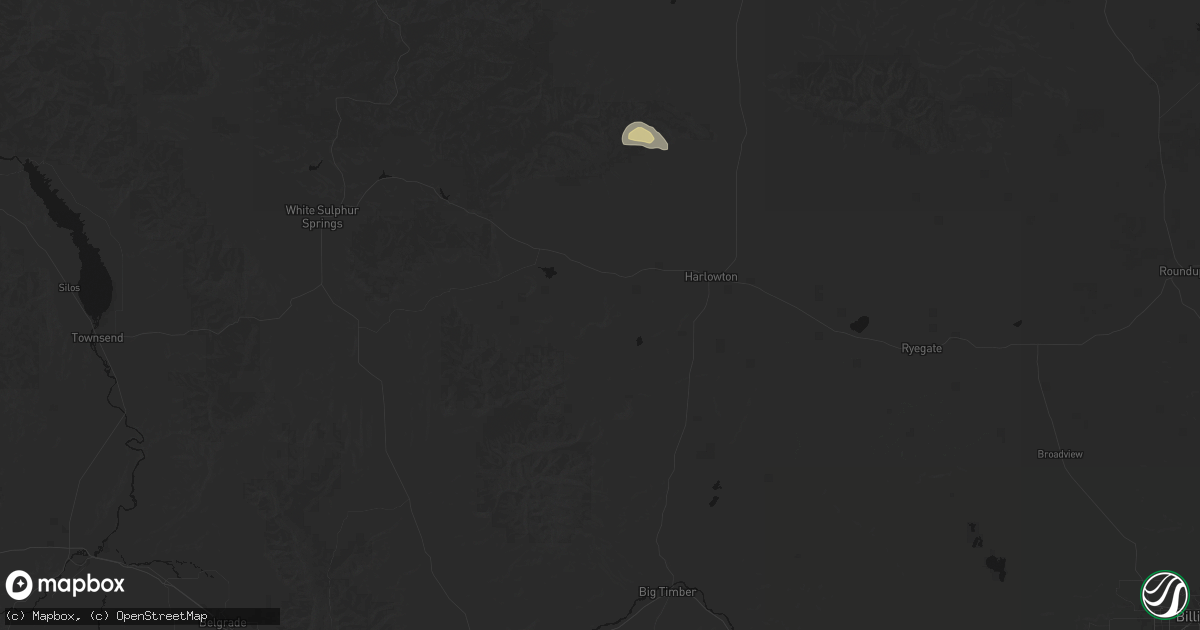 Hail map in Two Dot, MT on August 26, 2026