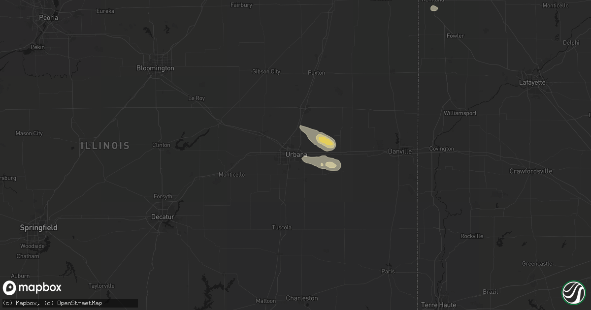 Hail map in Urbana, IL on August 26, 2026