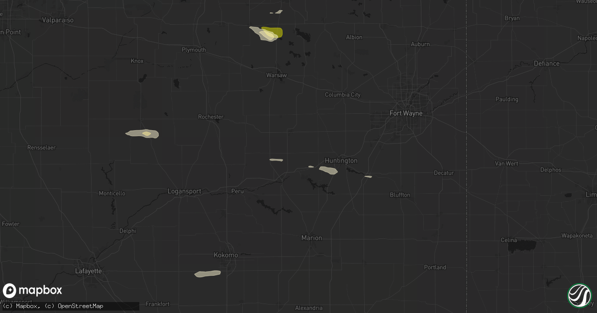 Hail map in Urbana, IN on August 26, 2026