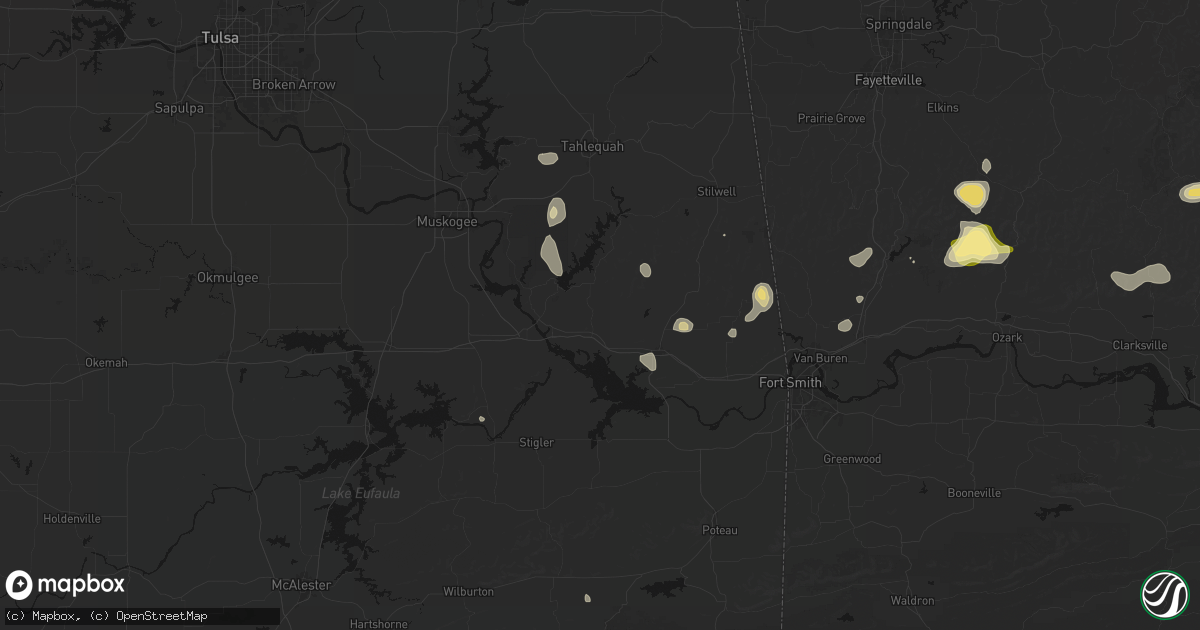 Hail map in Vian, OK on August 26, 2026