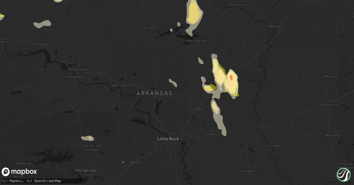 Hail map in Vilonia, AR on August 26, 2026
