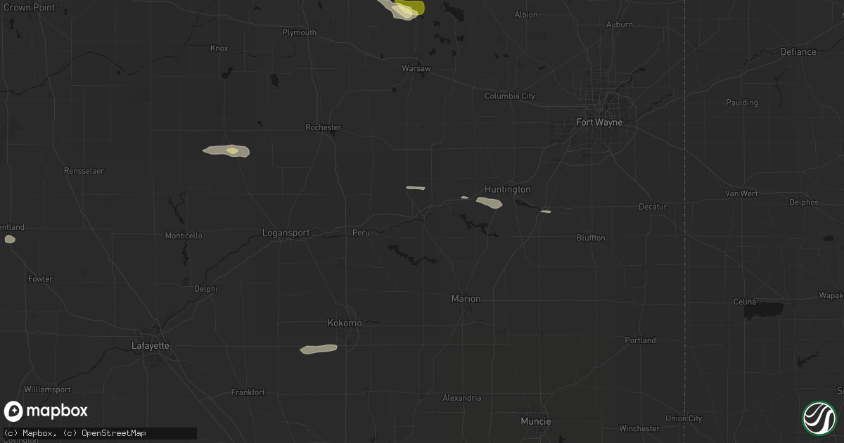 Hail map in Wabash, IN on August 26, 2026