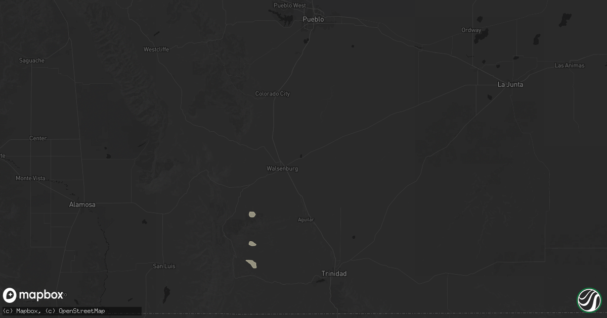 Hail map in Walsenburg, CO on August 26, 2026