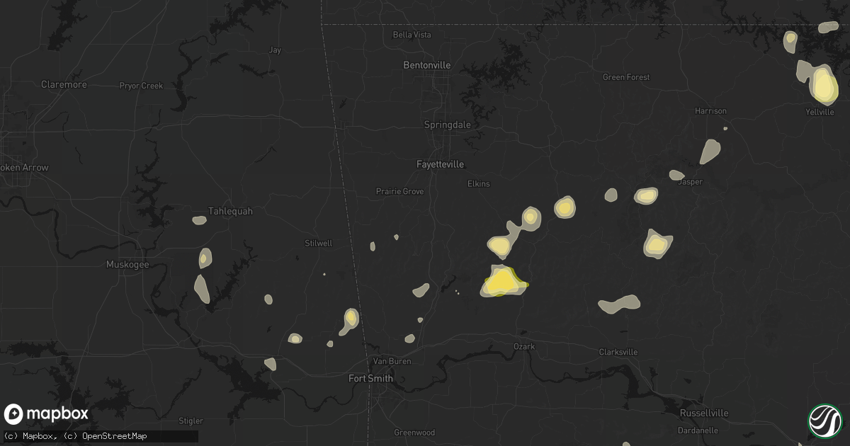 Hail map in West Fork, AR on August 26, 2026