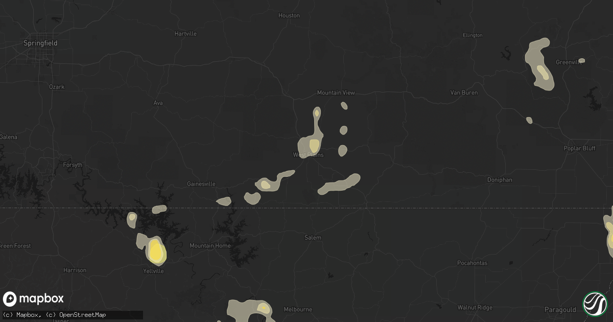 Hail map in West Plains, MO on August 26, 2026