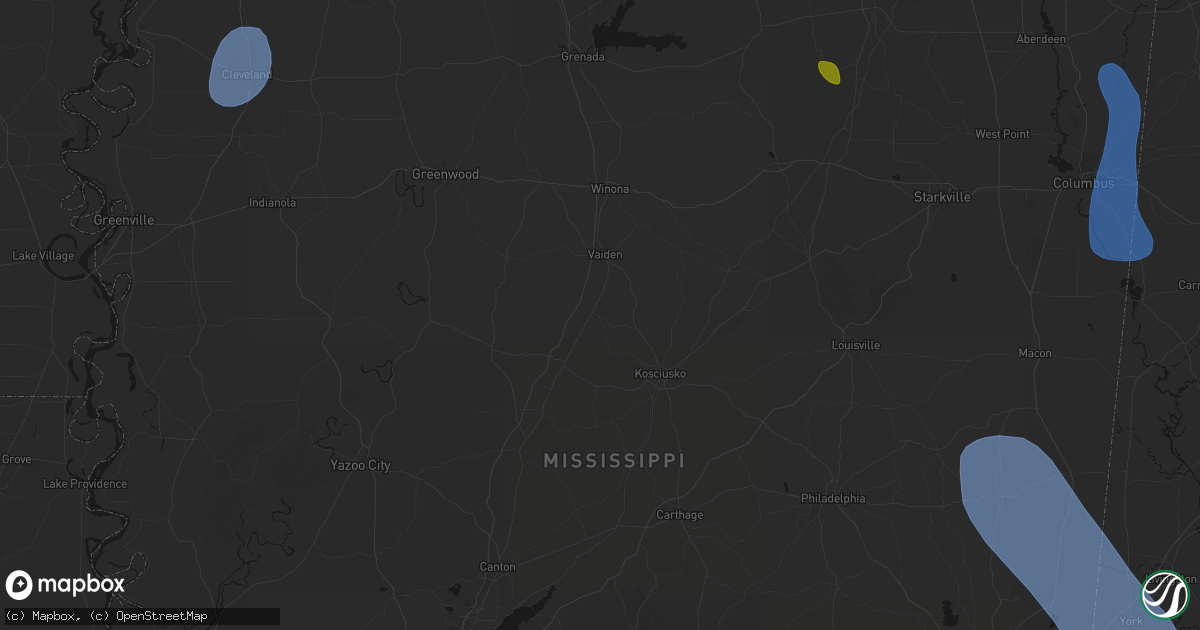 Hail map in West, MS on August 26, 2026