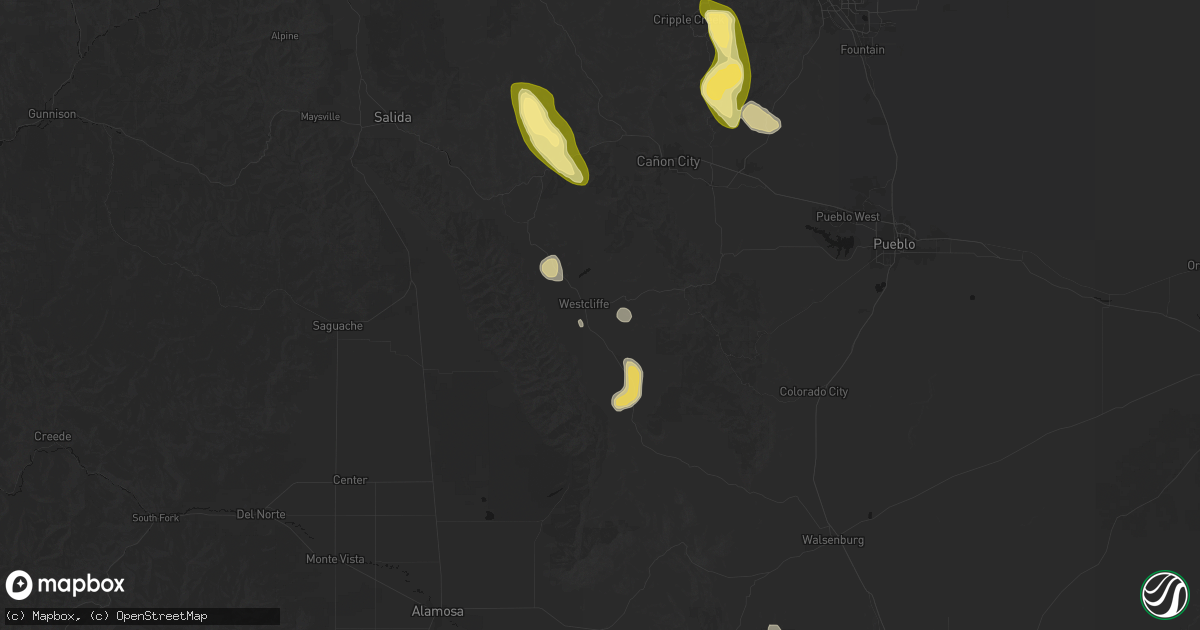 Hail map in Westcliffe, CO on August 26, 2026