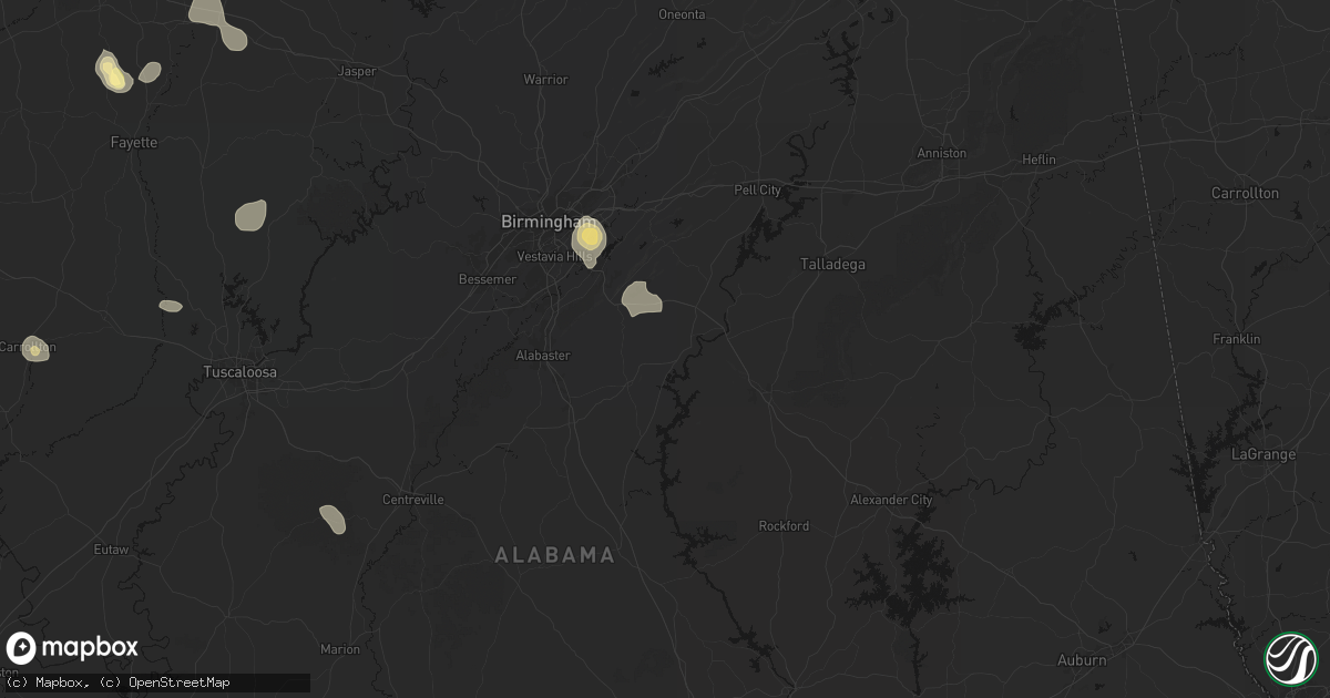 Hail map in Wilsonville, AL on August 26, 2026