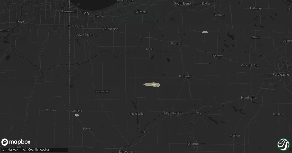 Hail map in Winamac, IN on August 26, 2026
