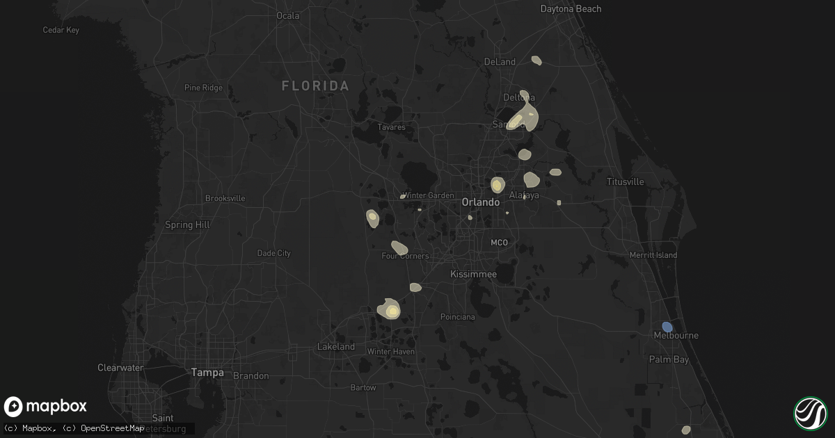 Hail map in Winter Garden, FL on August 26, 2026