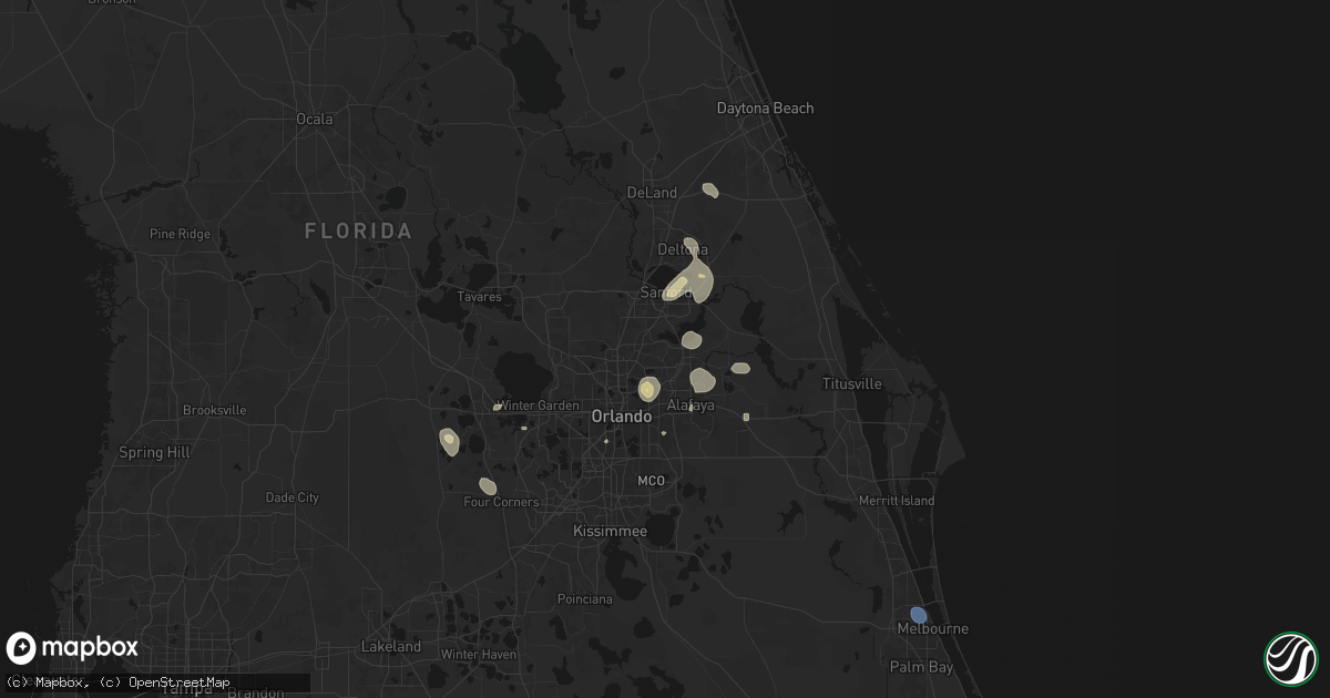 Hail map in Winter Springs, FL on August 26, 2026