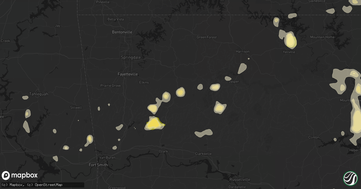 Hail map in Witter, AR on August 26, 2026