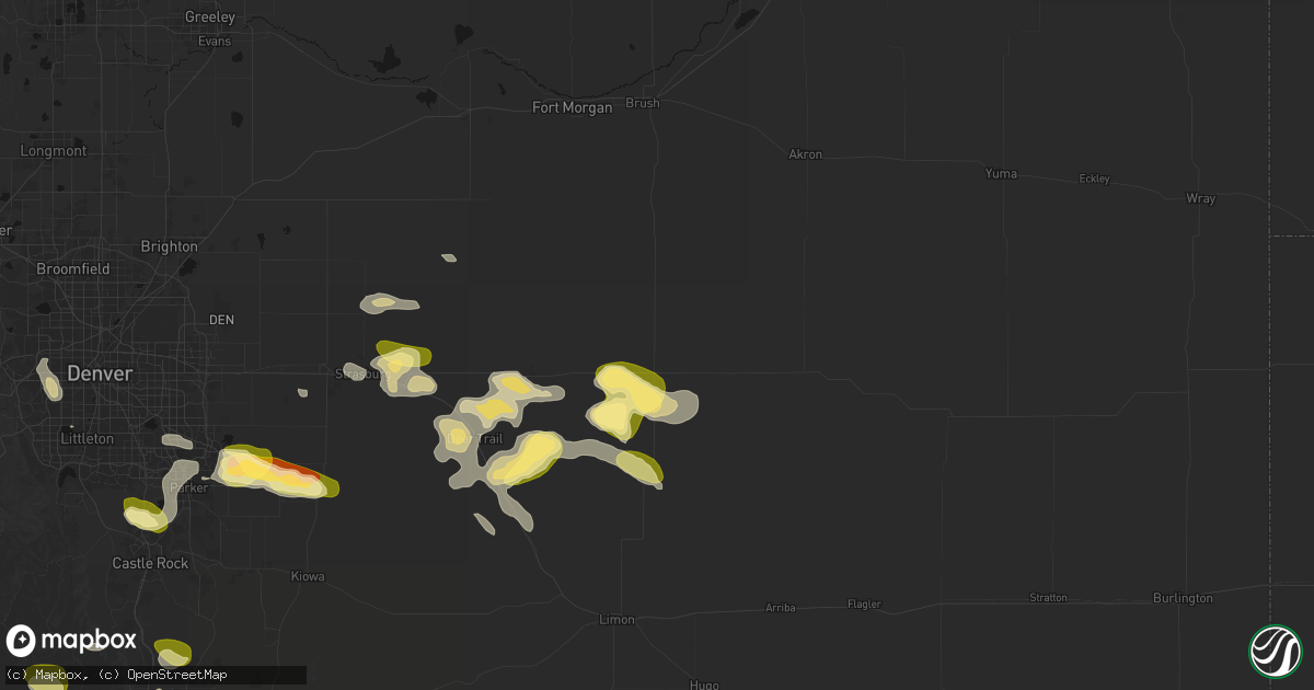 Hail map in Woodrow, CO on August 26, 2026