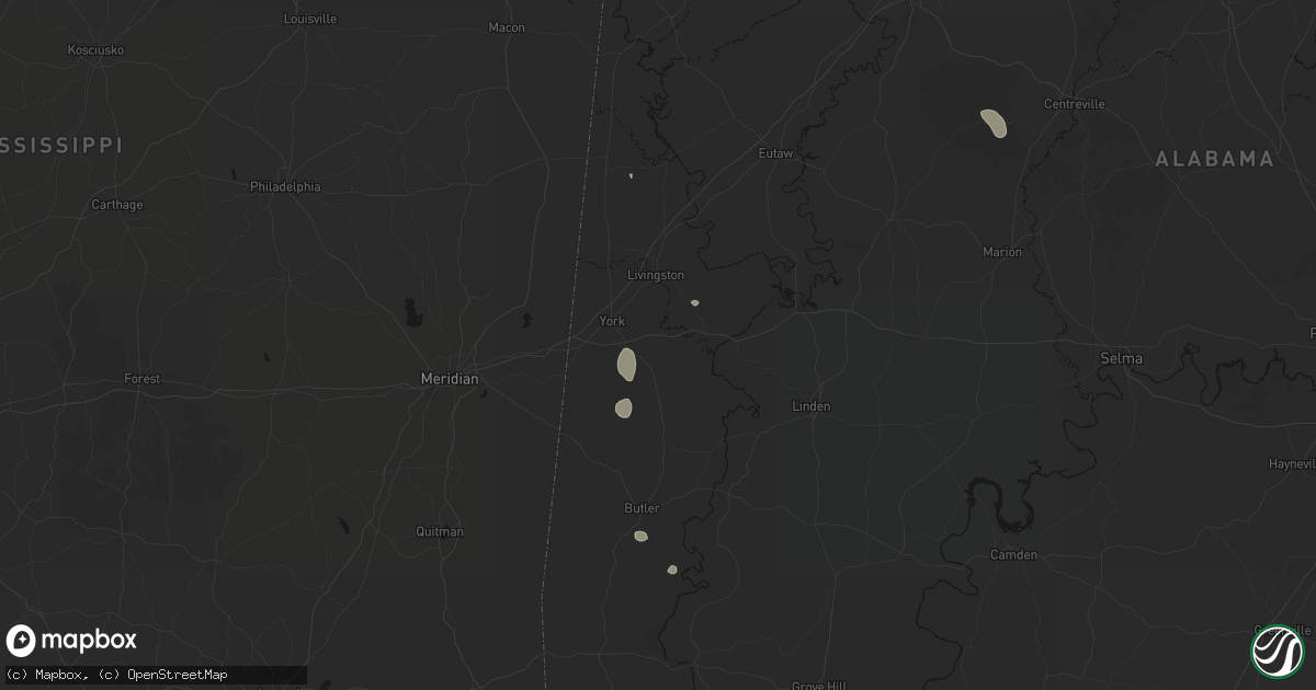 Hail map in York, AL on August 26, 2026