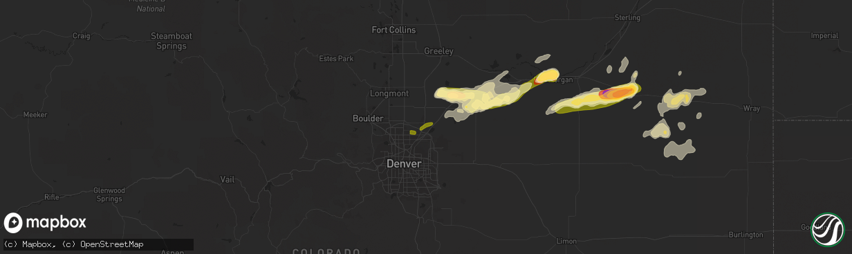 Hail map in Brighton, CO on August 27, 2014