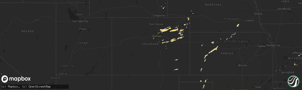 Hail map in Colorado on August 27, 2014