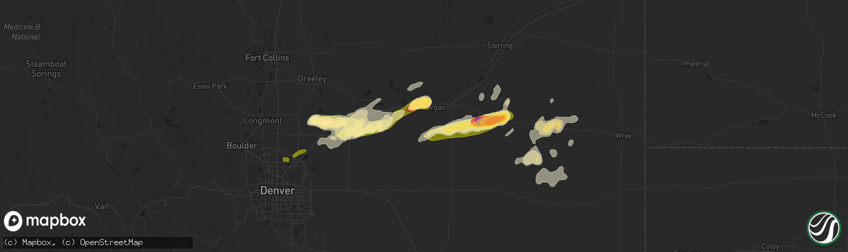 Hail map in Fort Morgan, CO on August 27, 2014