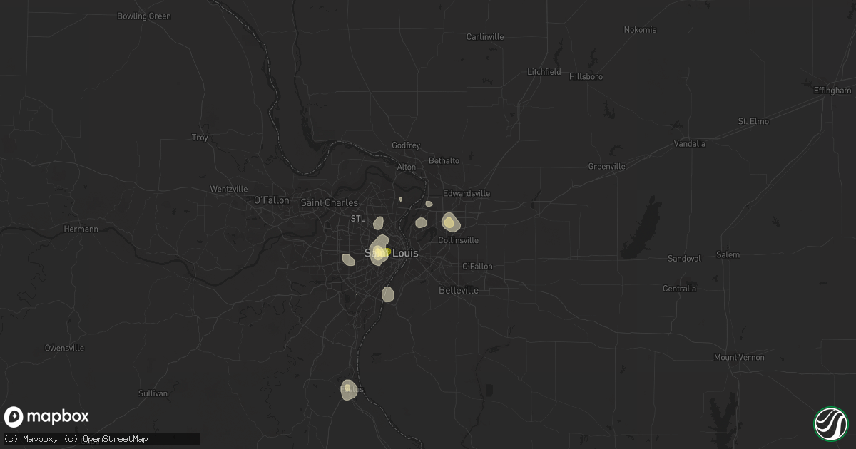 Hail map in Granite City, IL on August 27, 2014