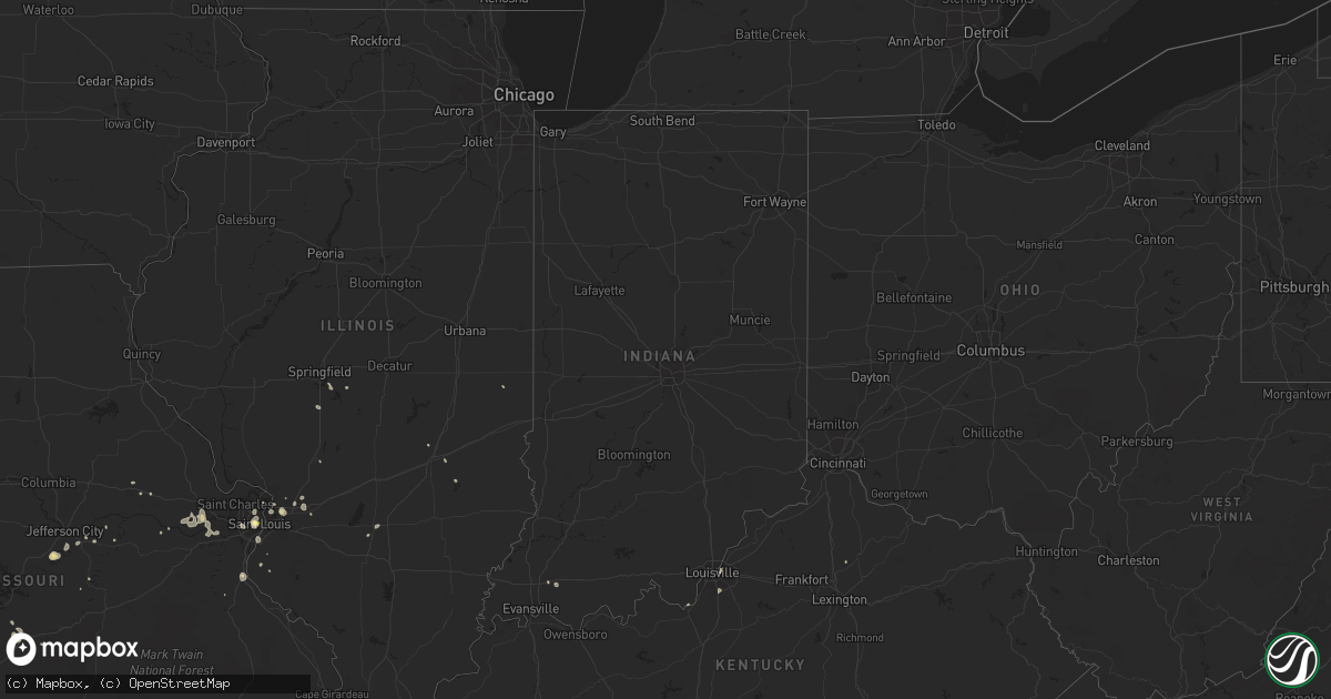 Hail map in Indiana on August 27, 2014