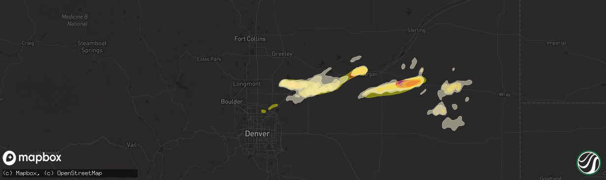 Hail map in Keenesburg, CO on August 27, 2014