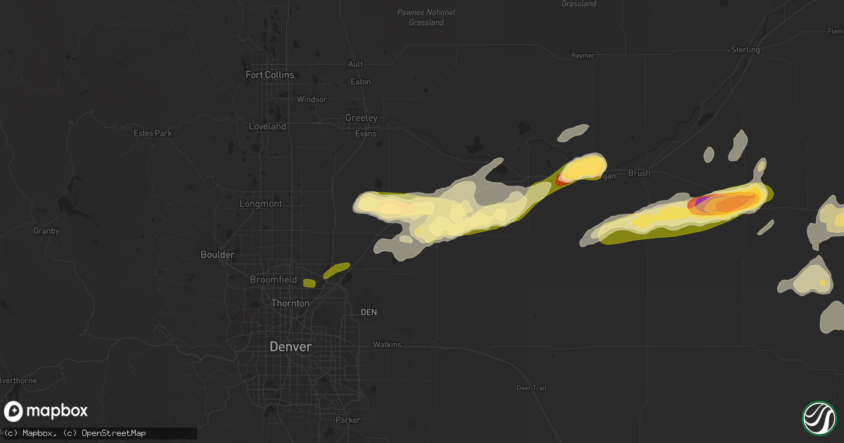 Hail map in Keenesburg, CO on August 27, 2014