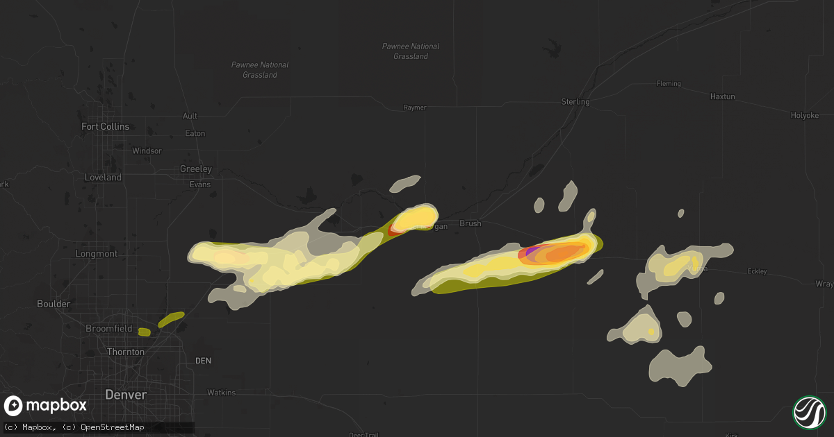 Hail map in Log Lane Village, CO on August 27, 2014