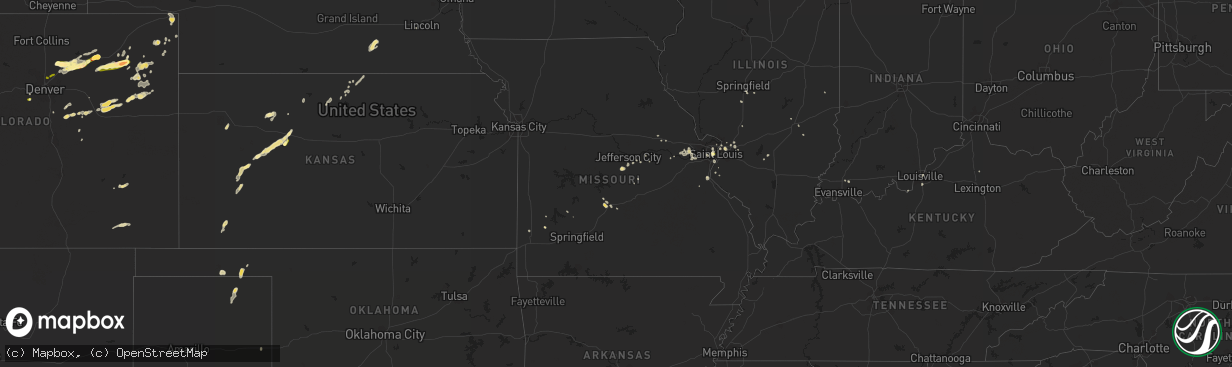 Hail map in Missouri on August 27, 2014