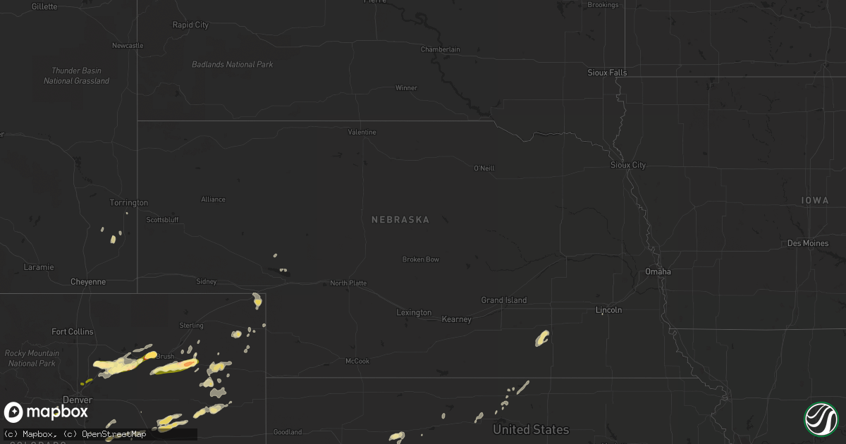 Hail map in Nebraska on August 27, 2014