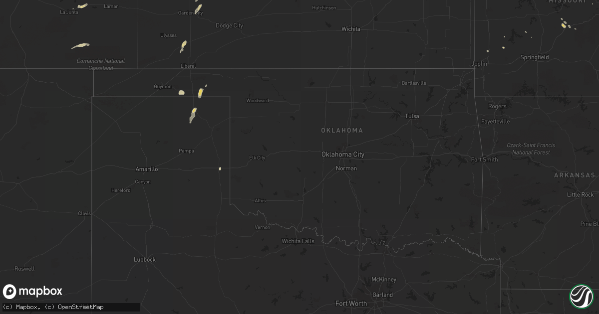 Hail map in Oklahoma on August 27, 2014