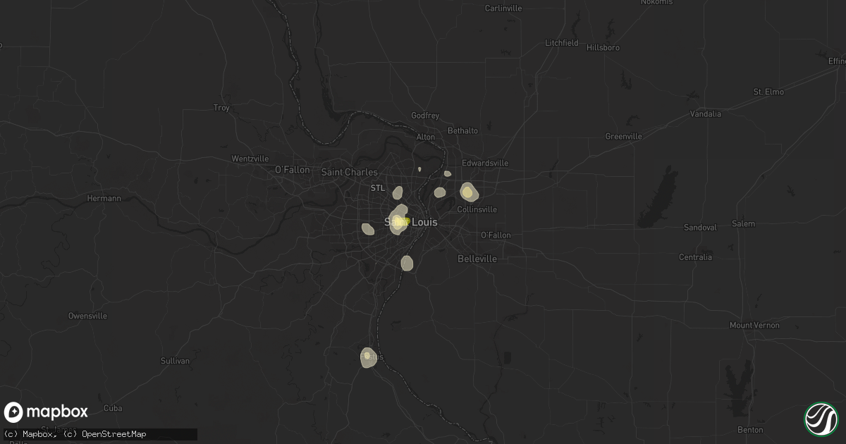 Hail map in Saint Louis, MO on August 27, 2014