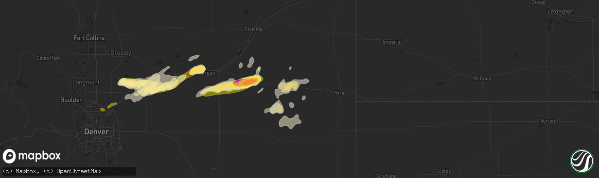 Hail map in Yuma, CO on August 27, 2014