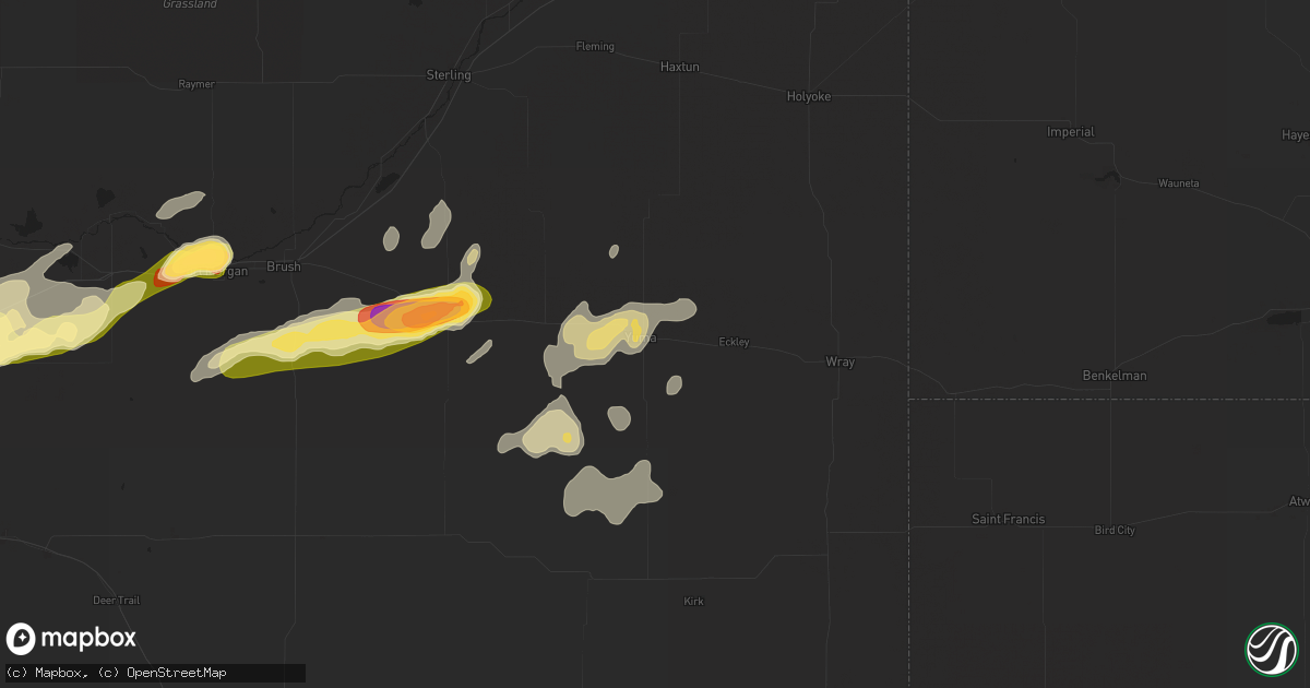 Hail map in Yuma, CO on August 27, 2014