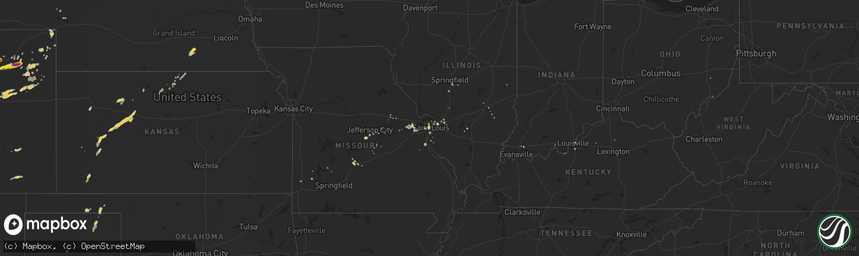 Hail map on August 27, 2014