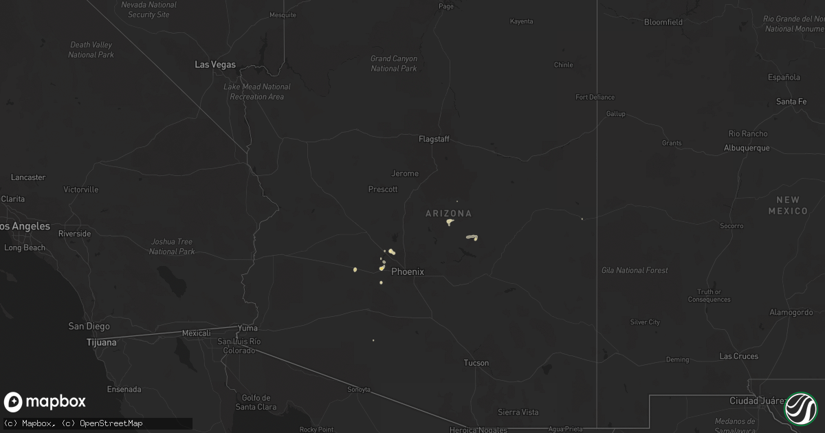 Hail map in Arizona on August 27, 2015