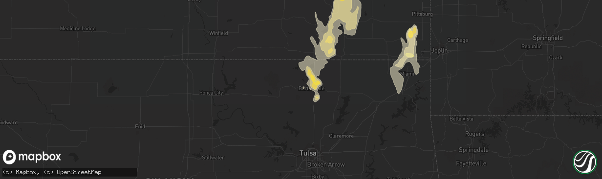 Hail map in Bartlesville, OK on August 27, 2015