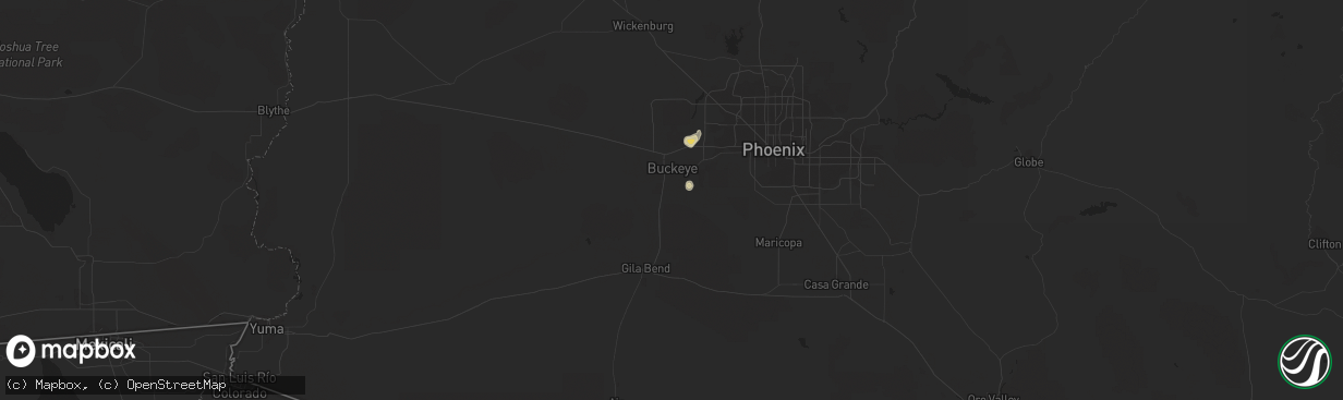 Hail map in Buckeye, AZ on August 27, 2015