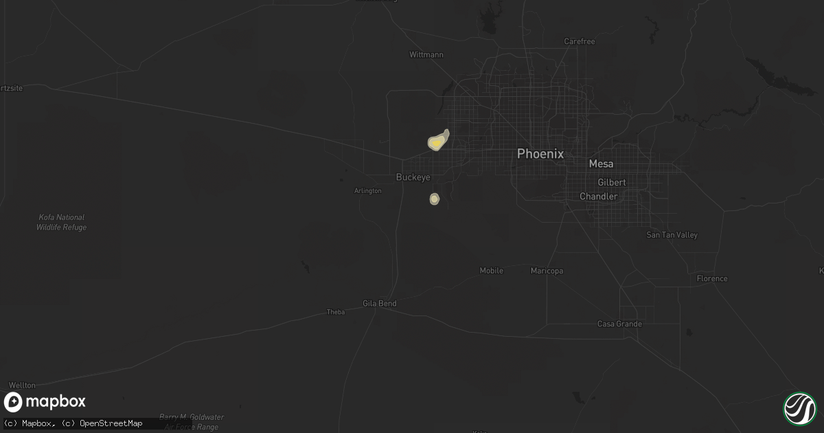 Hail map in Buckeye, AZ on August 27, 2015