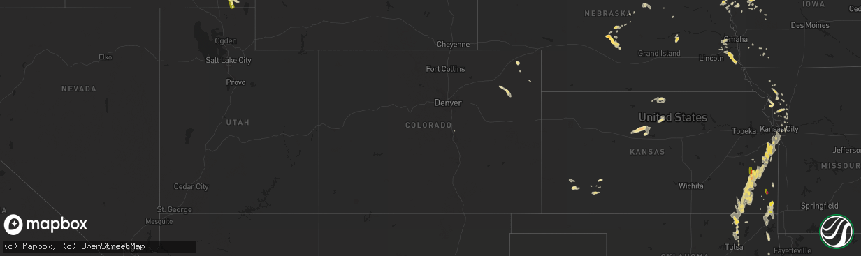 Hail map in Colorado on August 27, 2015