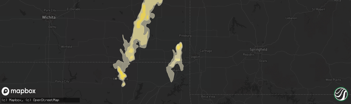 Hail map in Columbus, KS on August 27, 2015