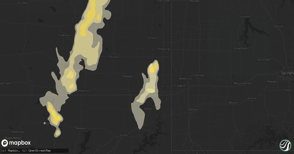Hail map in Columbus, KS on August 27, 2015