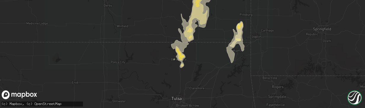 Hail map in Dewey, OK on August 27, 2015