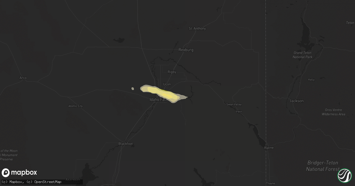 Hail map in Idaho Falls, ID on August 27, 2015