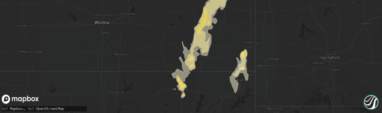 Hail map in Independence, KS on August 27, 2015