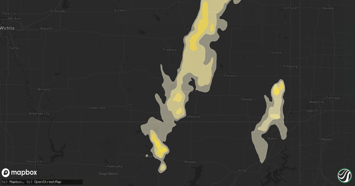 Hail map in Independence, KS on August 27, 2015