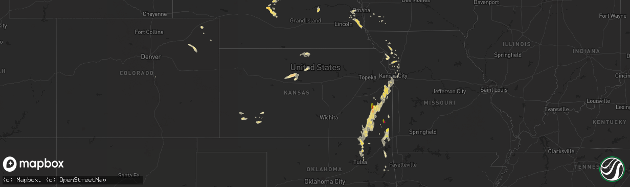 Hail map in Kansas on August 27, 2015